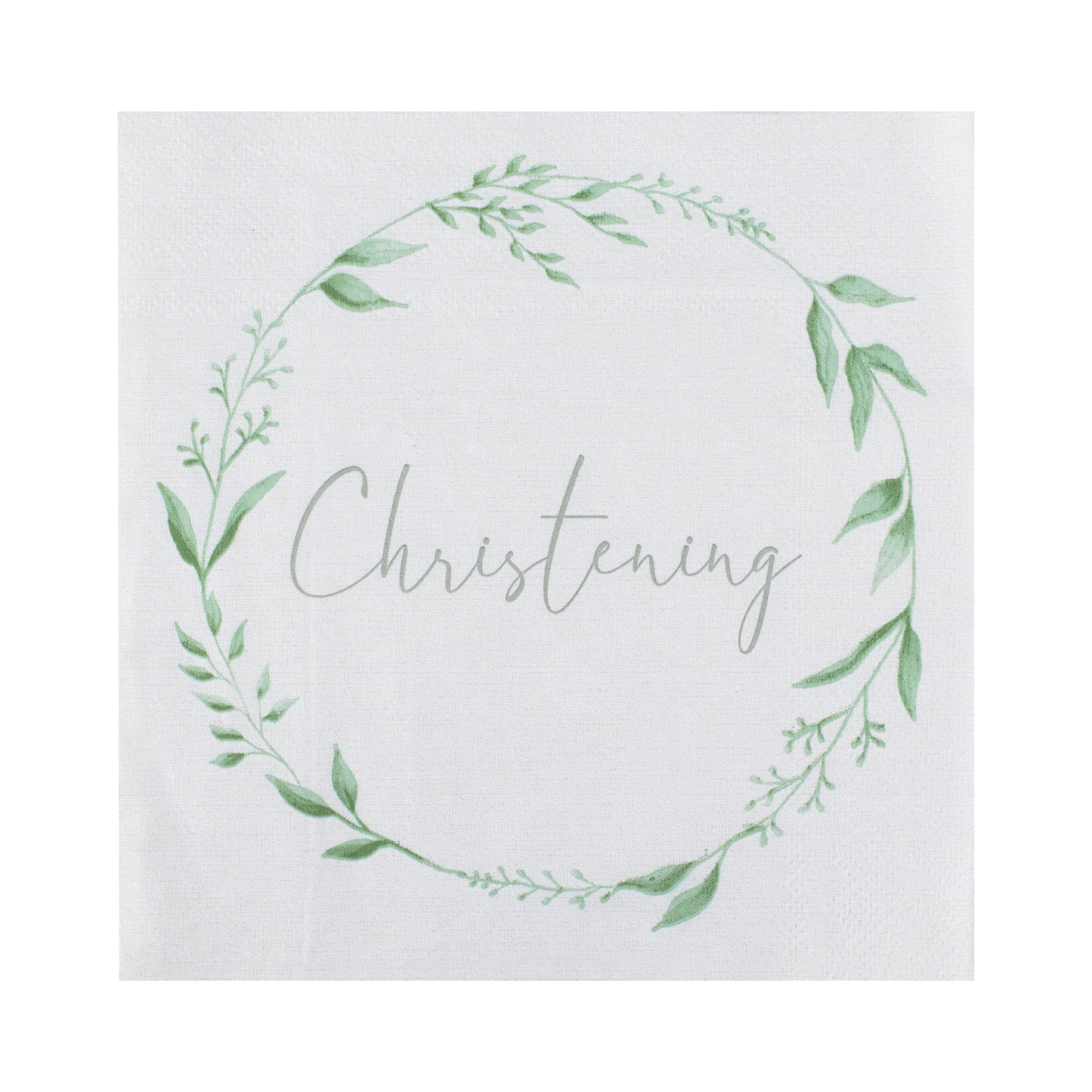 White and Green Christening Paper Napkins