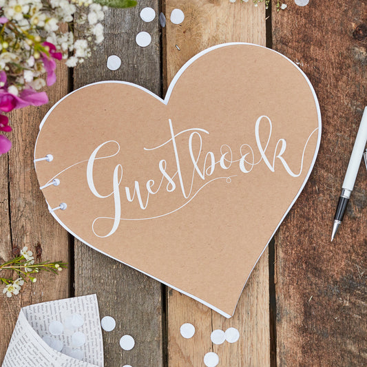 Heart Shaped Kraft Guestbook