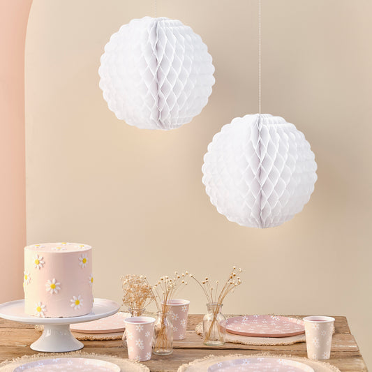 White Scalloped Honeycomb Decorations