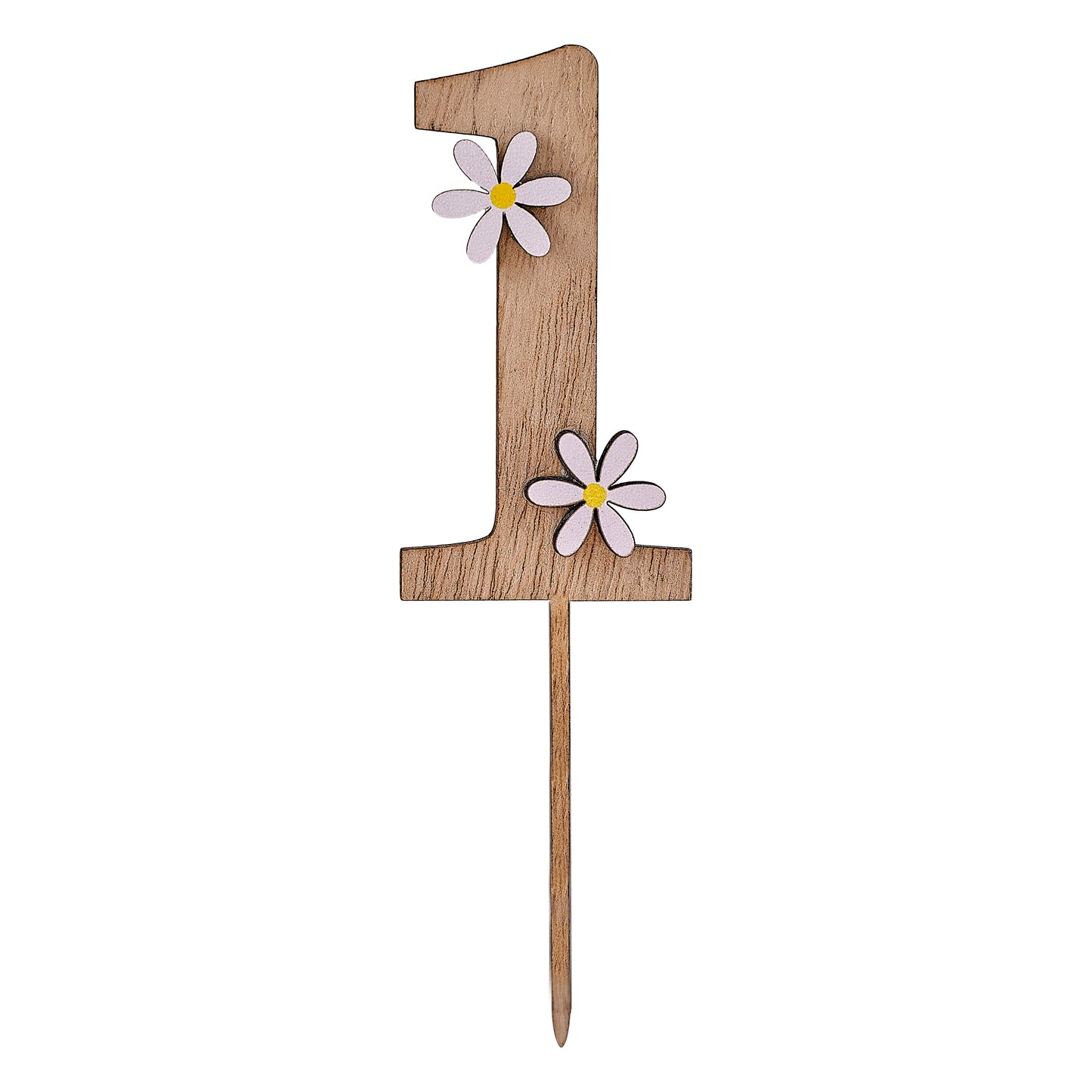 Wooden Daisy 1st Birthday Cake Topper