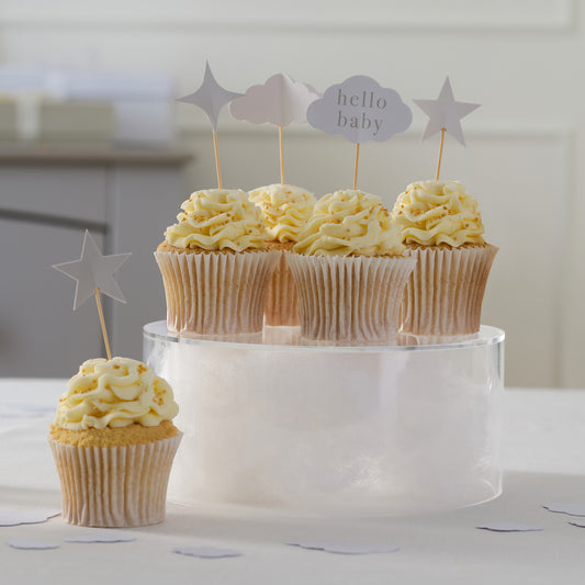 Cloud and Star Baby Shower Cupcake Toppers