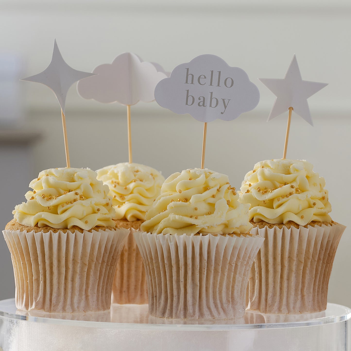 Cloud and Star Baby Shower Cupcake Toppers