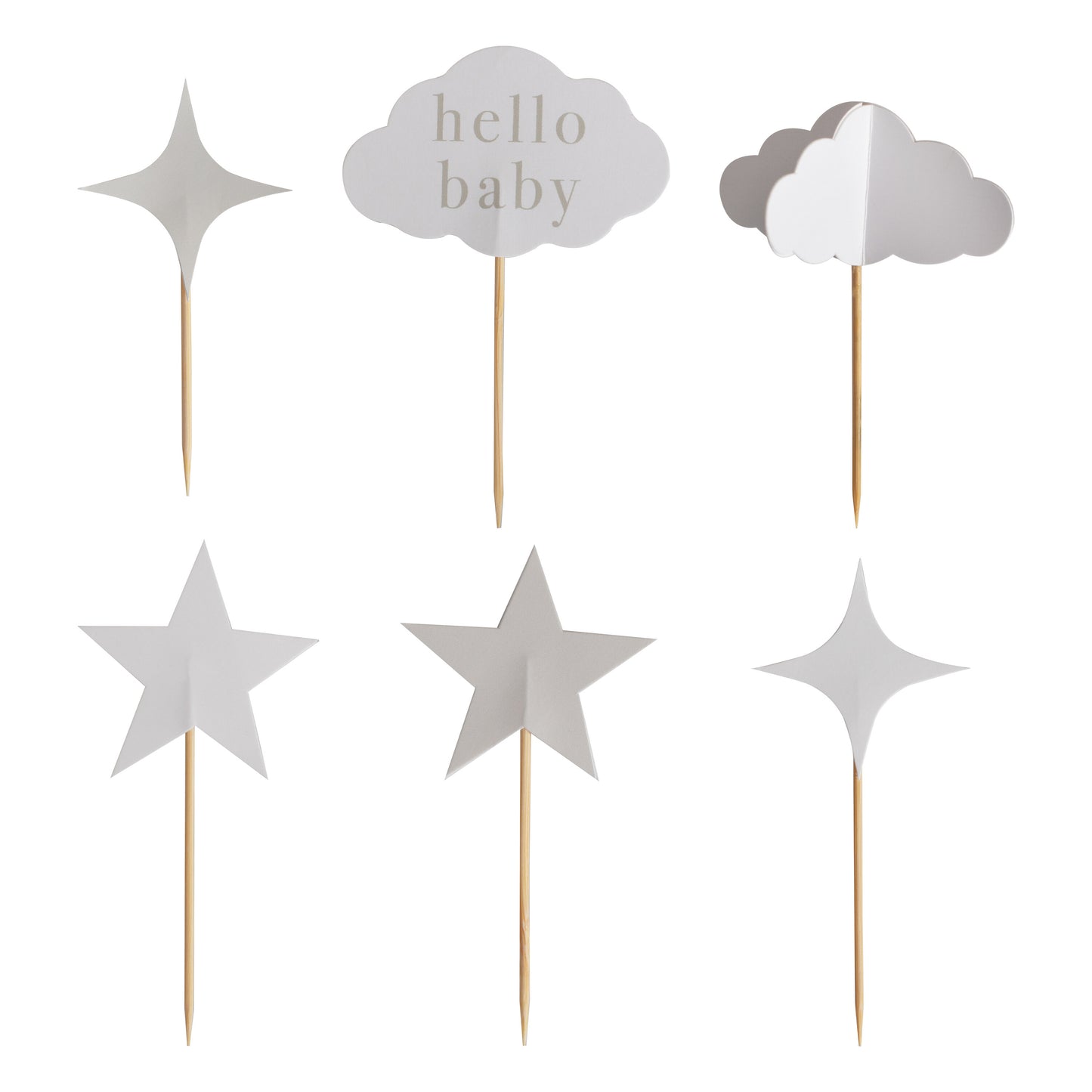 Cloud and Star Baby Shower Cupcake Toppers