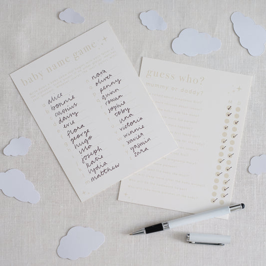 Double Sided Baby Shower Games Card