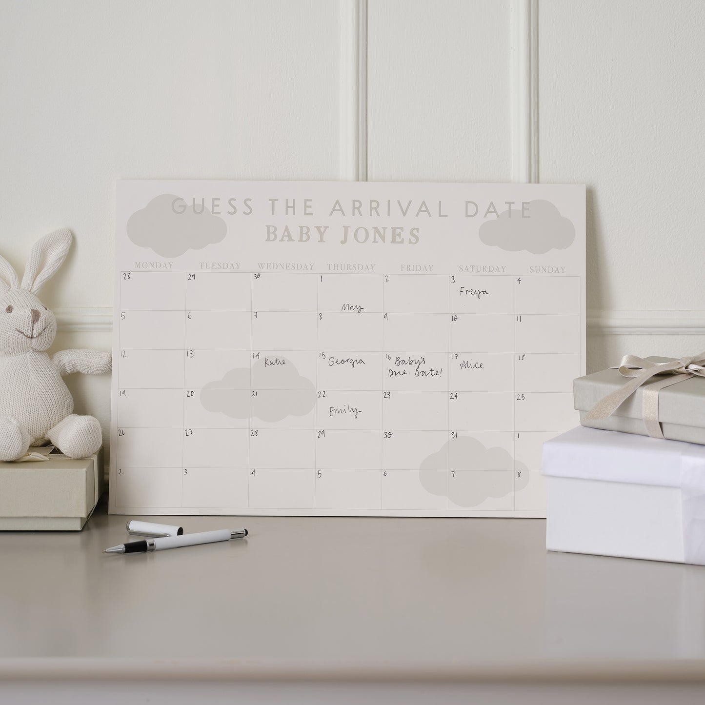 Customisable 'Guess the Arrival Date' Baby Shower Game