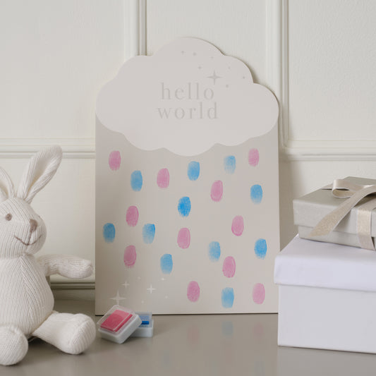 Cloud 'Hello World' Fingerprint Baby Shower Guest Book with Inks