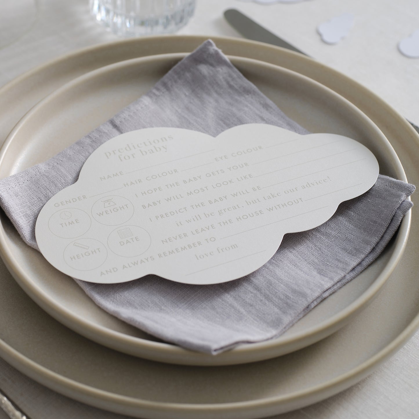 Cloud Baby Shower Prediction Game Cards