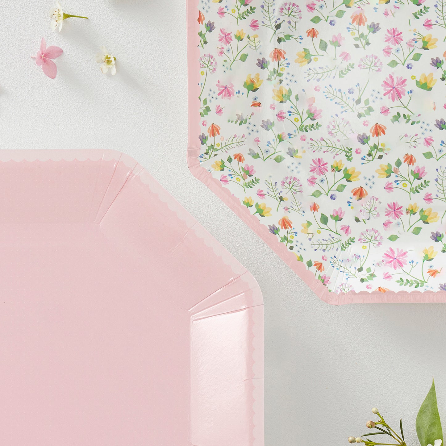 Pink Paper Floral Plates