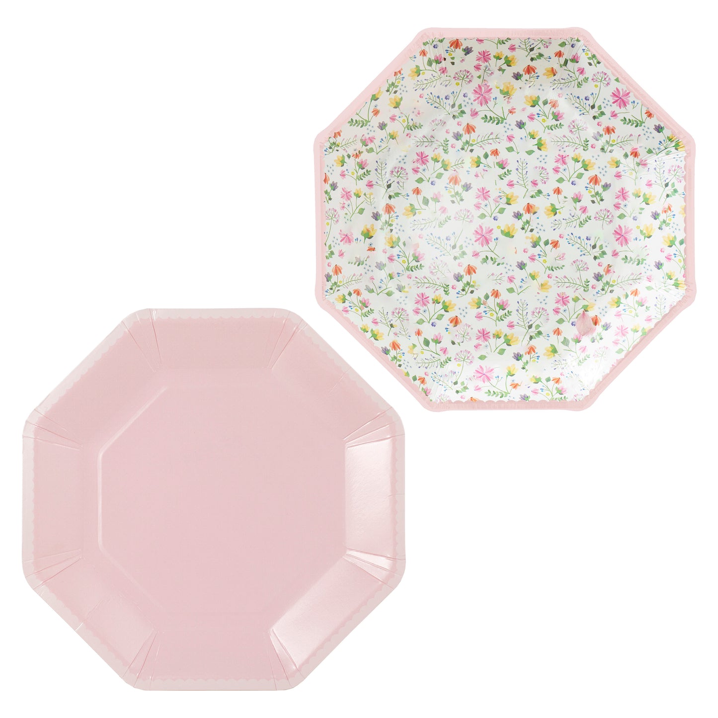 Pink Paper Floral Plates