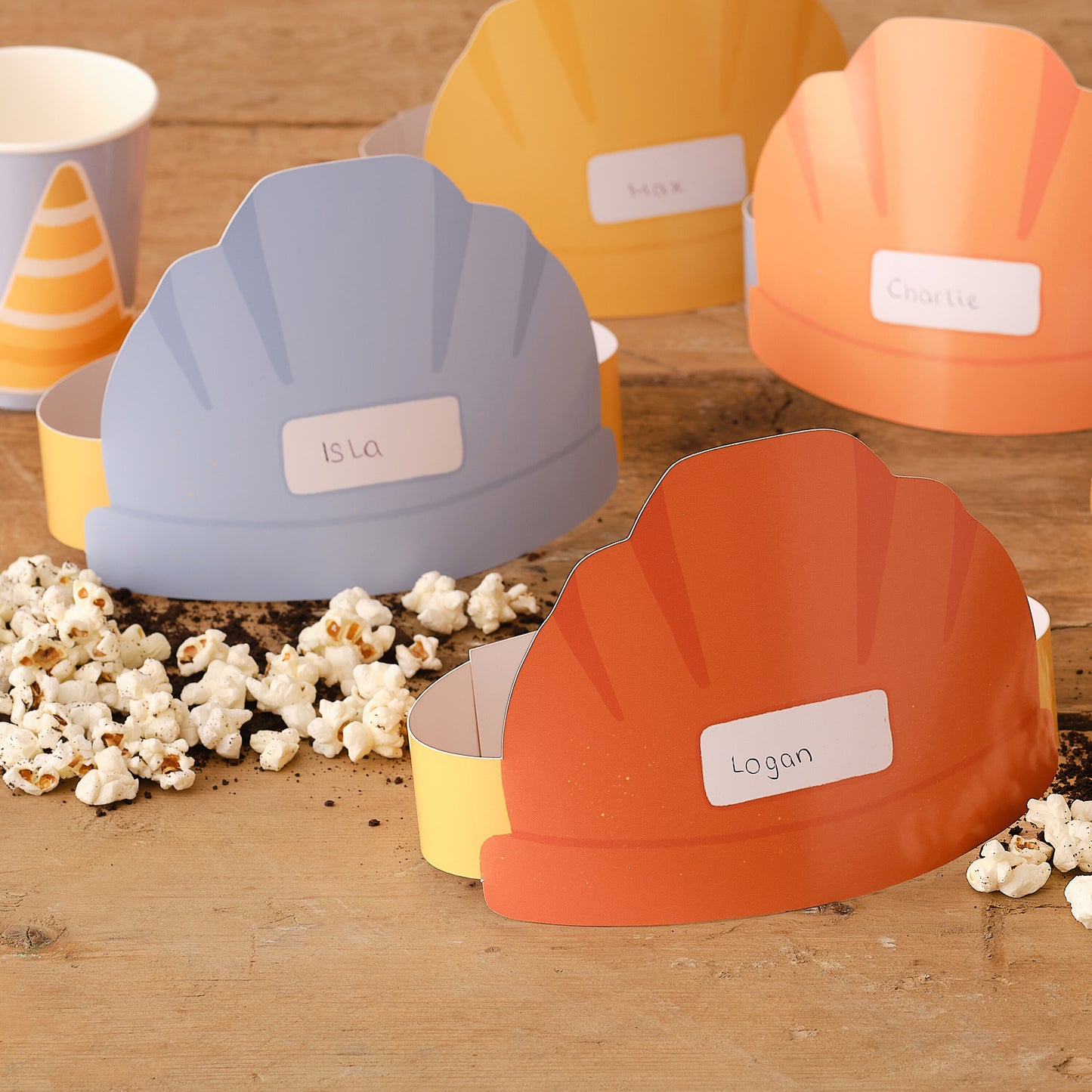 Customisable Construction Party Hats with Adjustable Straps