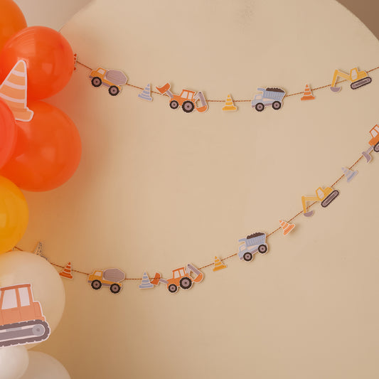 Construction Vehicle and Cone Garland