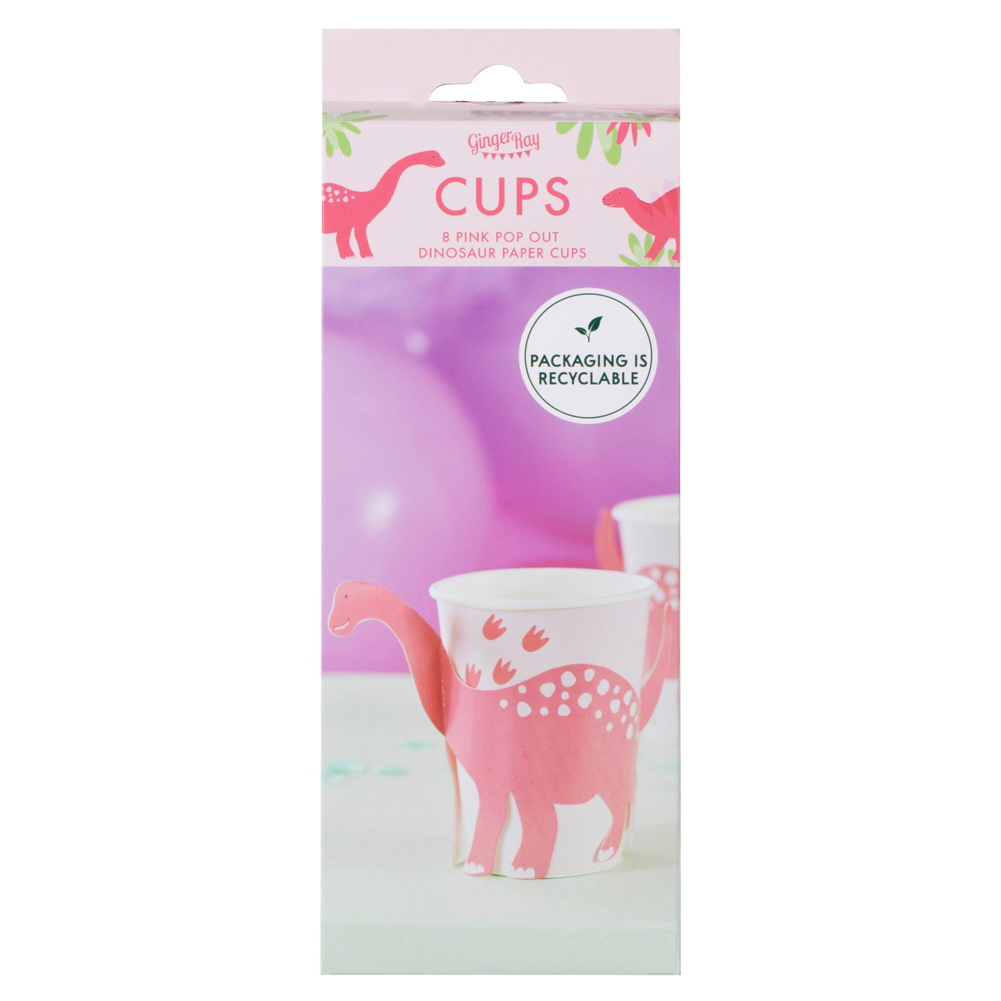 Pink Pop Out Dinosaur Paper Cup