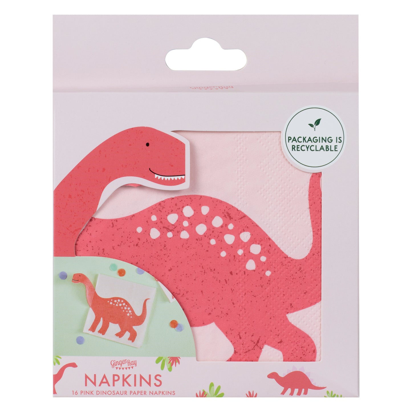 Pink Pop Out Dinosaur Paper Napkin