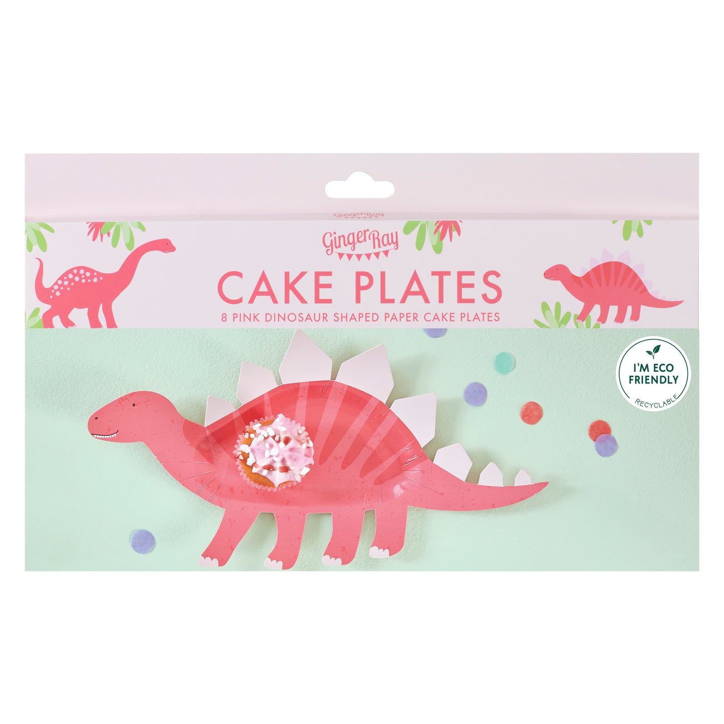 Pink Shaped Dinosaur Sweet Treat Plate