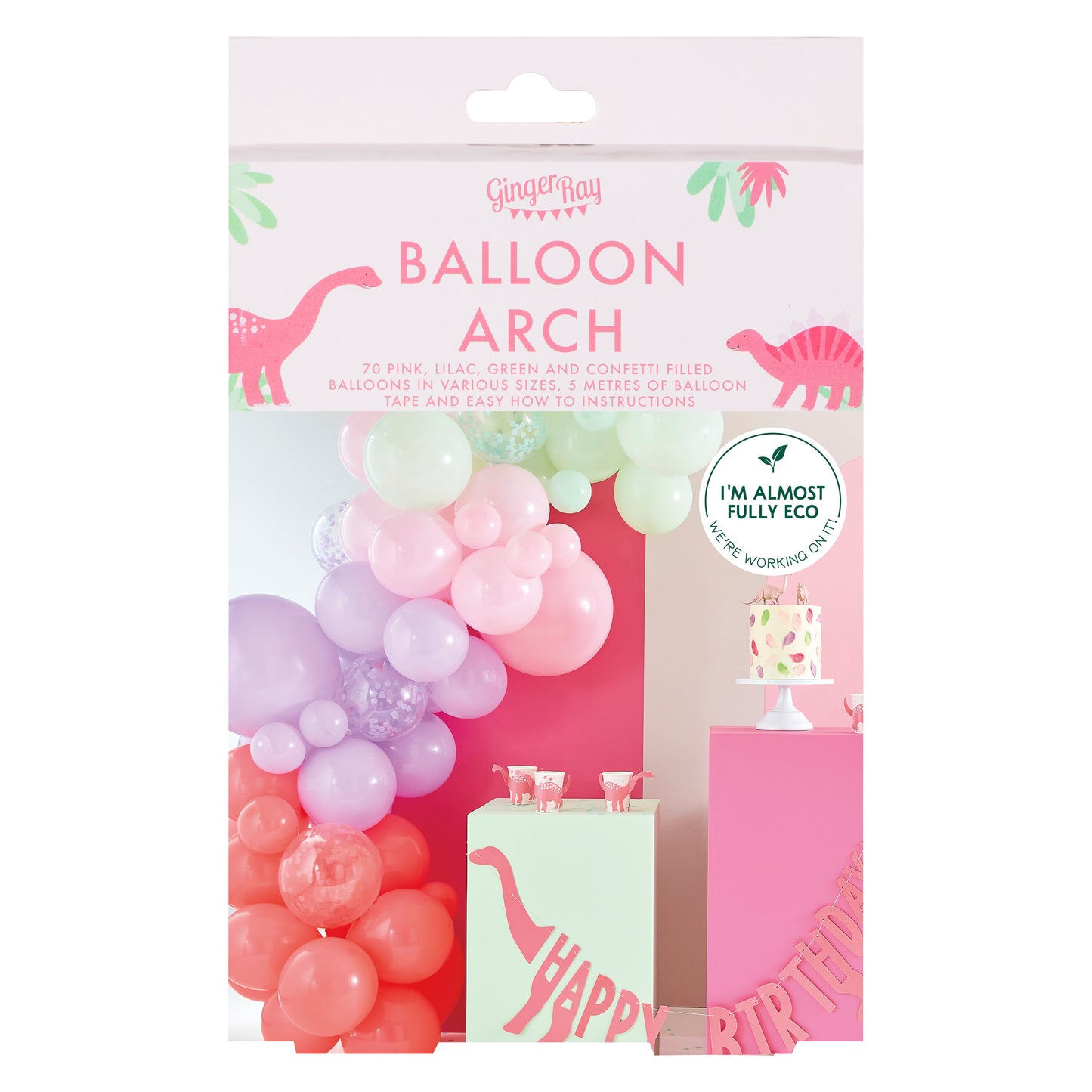 Pink, Lilac, Pastel Green and Confetti Balloon Arch