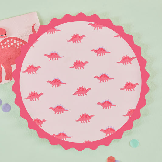 Pink Dinosaur Print Paper Plates