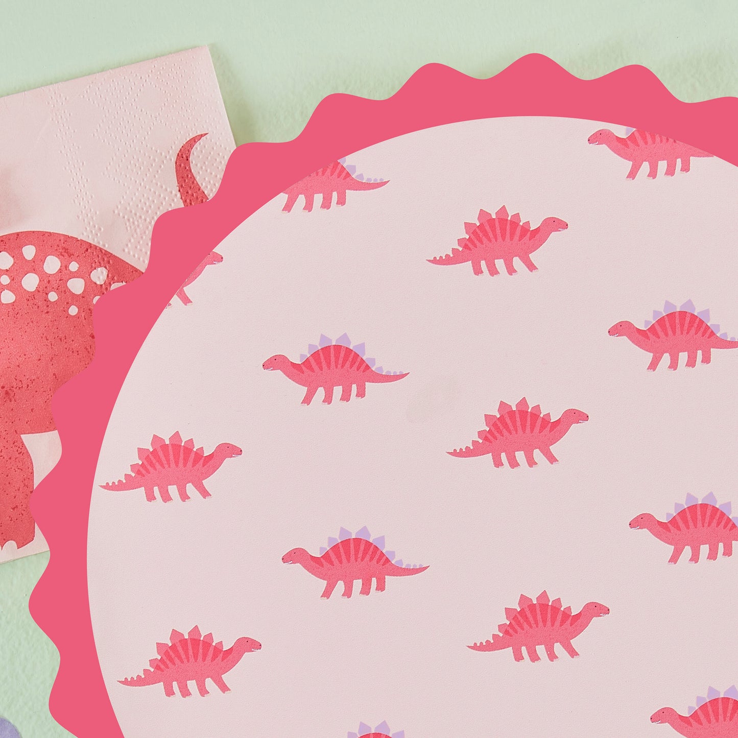 Pink Dinosaur Print Paper Plates