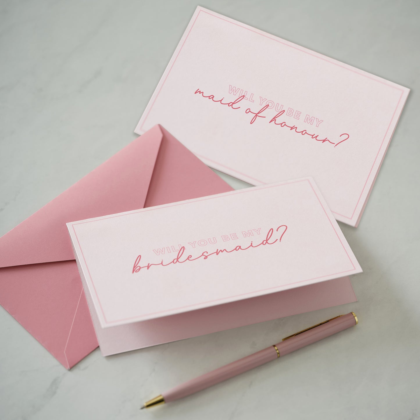 Pink Bridesmaid and Maid of Honour Proposal Cards