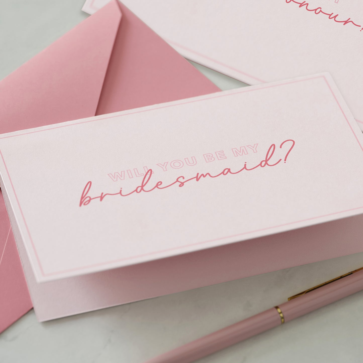 Pink Bridesmaid and Maid of Honour Proposal Cards