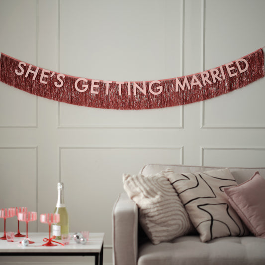 Pink Fringe 'She's Getting Married' Bunting