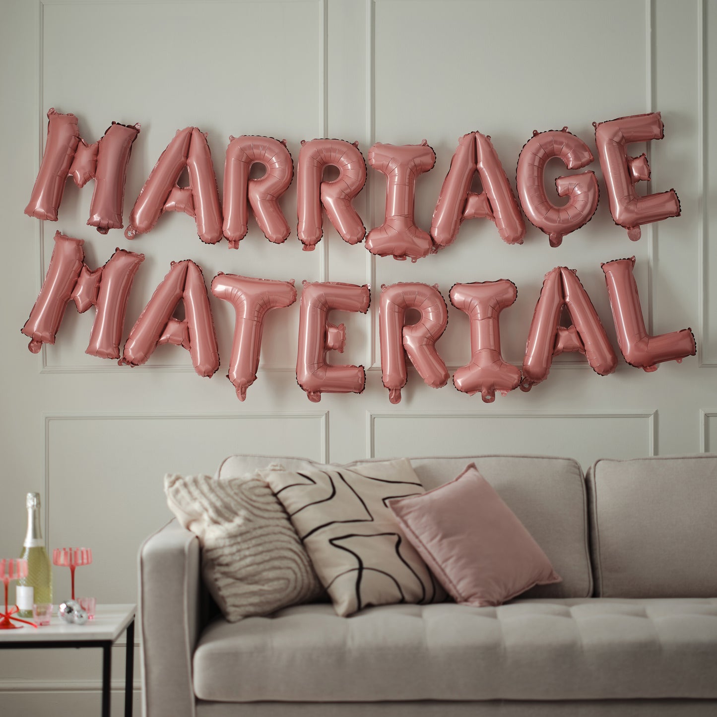Pink Pearlised 'Marriage Material' Balloon Bunting