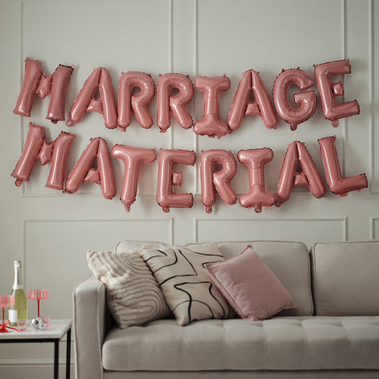 Pink Pearlised 'Marriage Material' Balloon Bunting