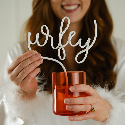 Reusable White 'Wifey' Straw