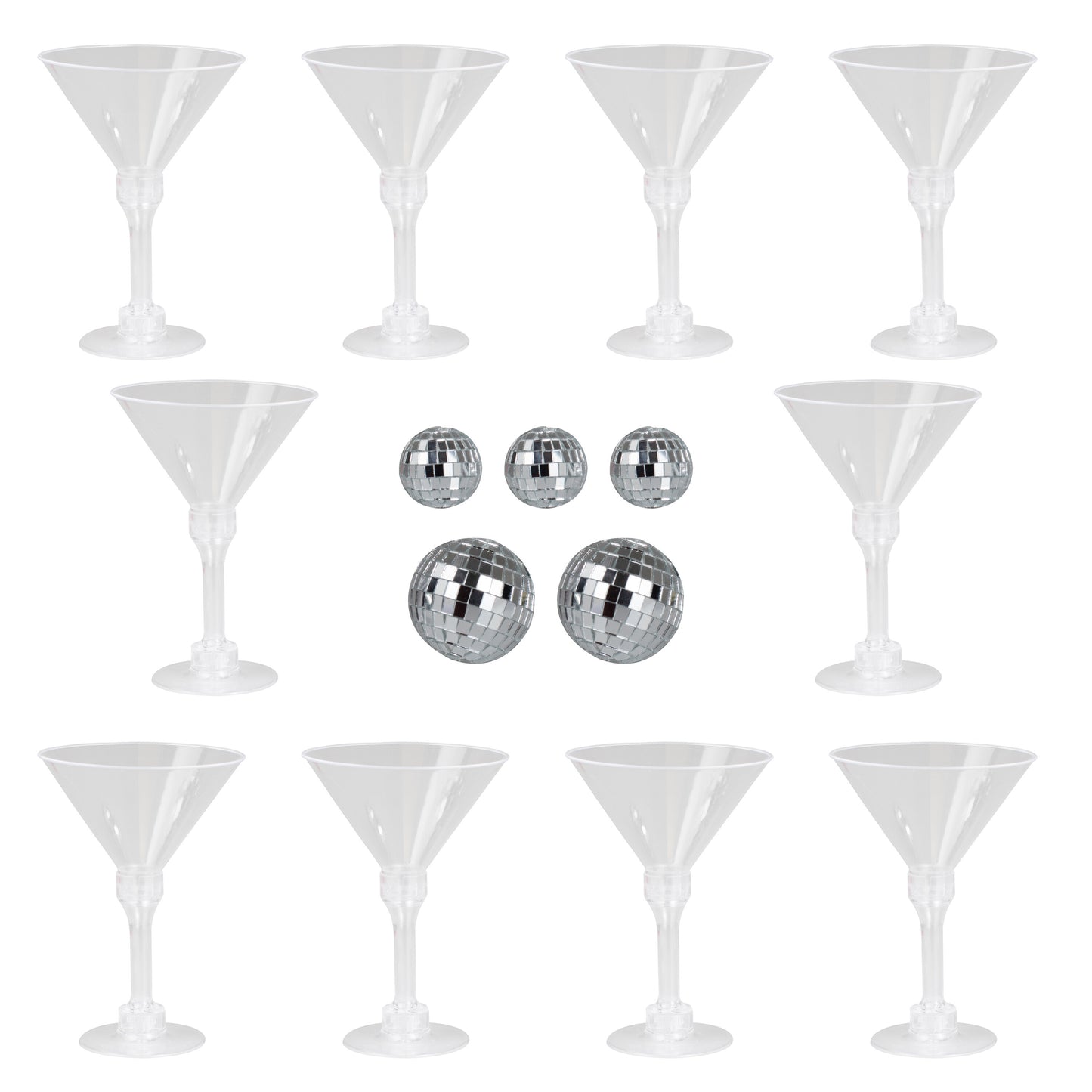 Plastic Champagne Tower with Disco Balls