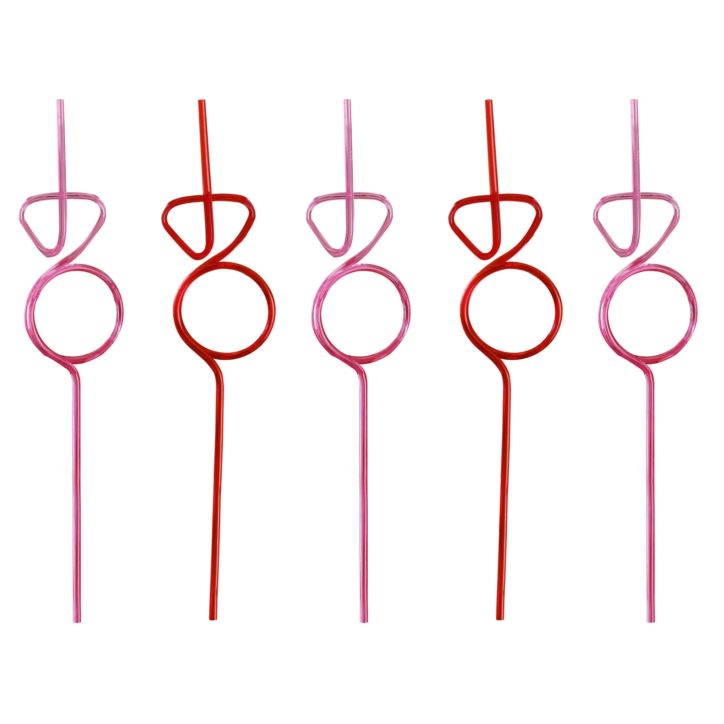 Reusable Pink and Red Ring Shaped Straws