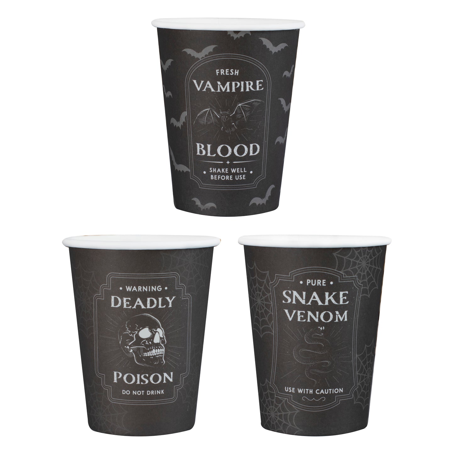 Black Potion Label Halloween Party Paper Cups