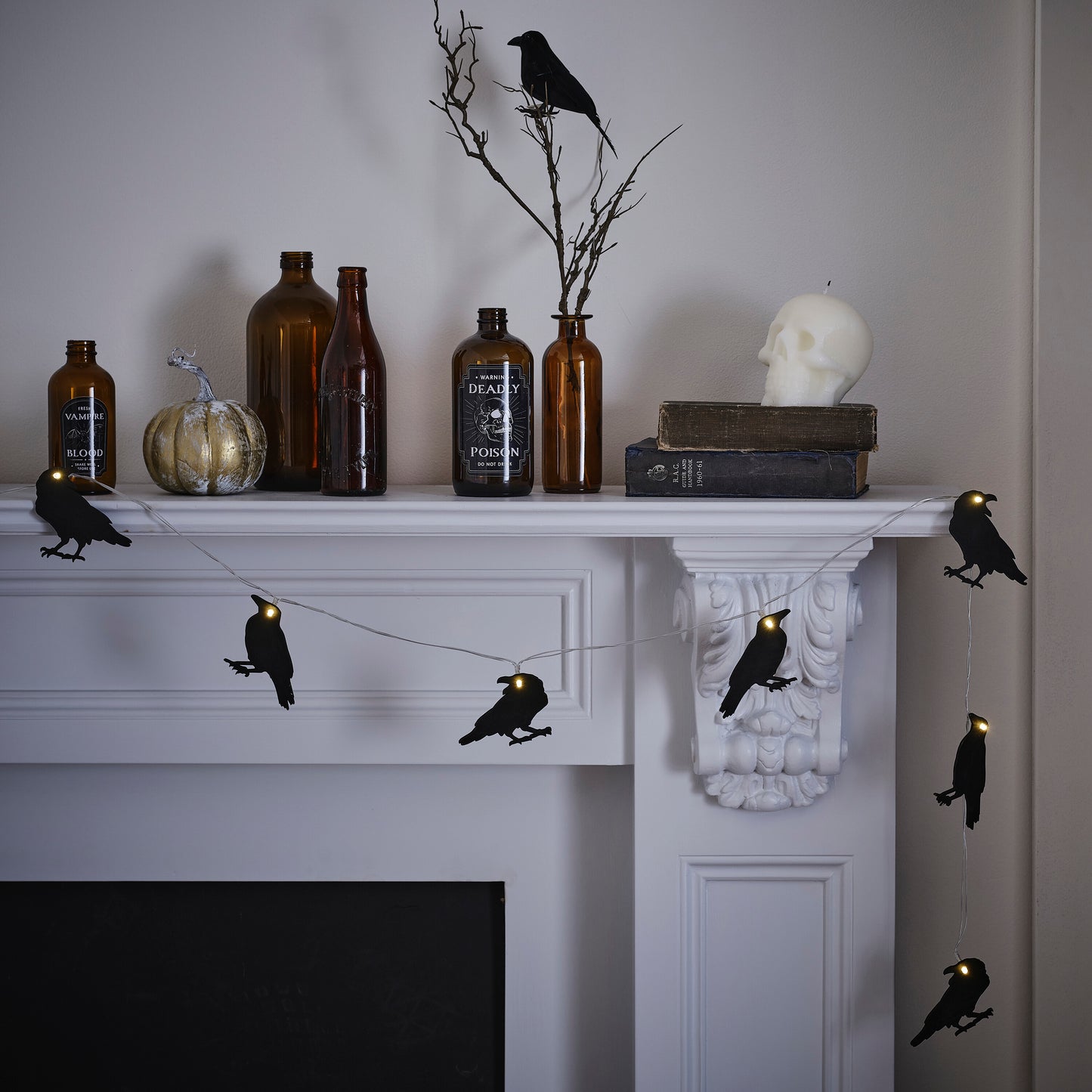 Crow Halloween Bunting with Lights
