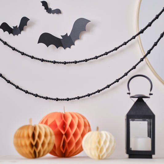 Black Wooden Bead Halloween Garland