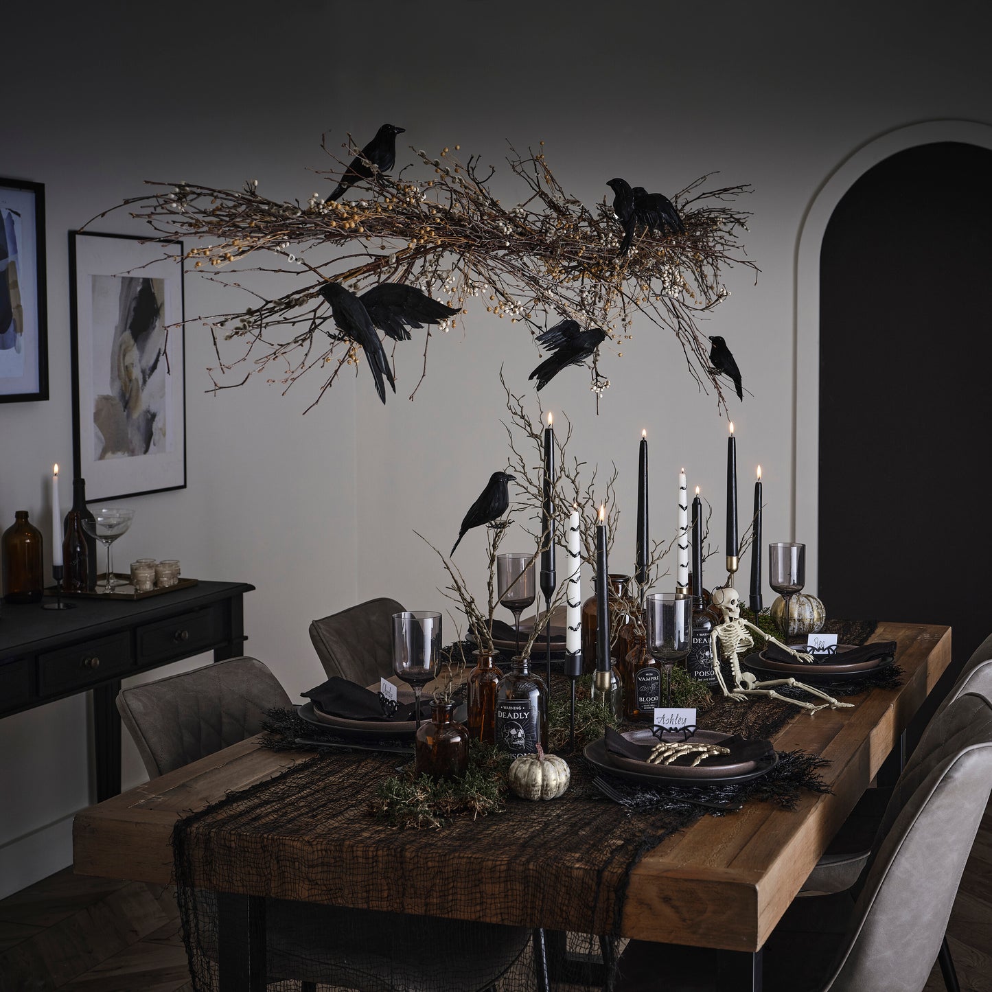 Black Wooden Bead Halloween Garland