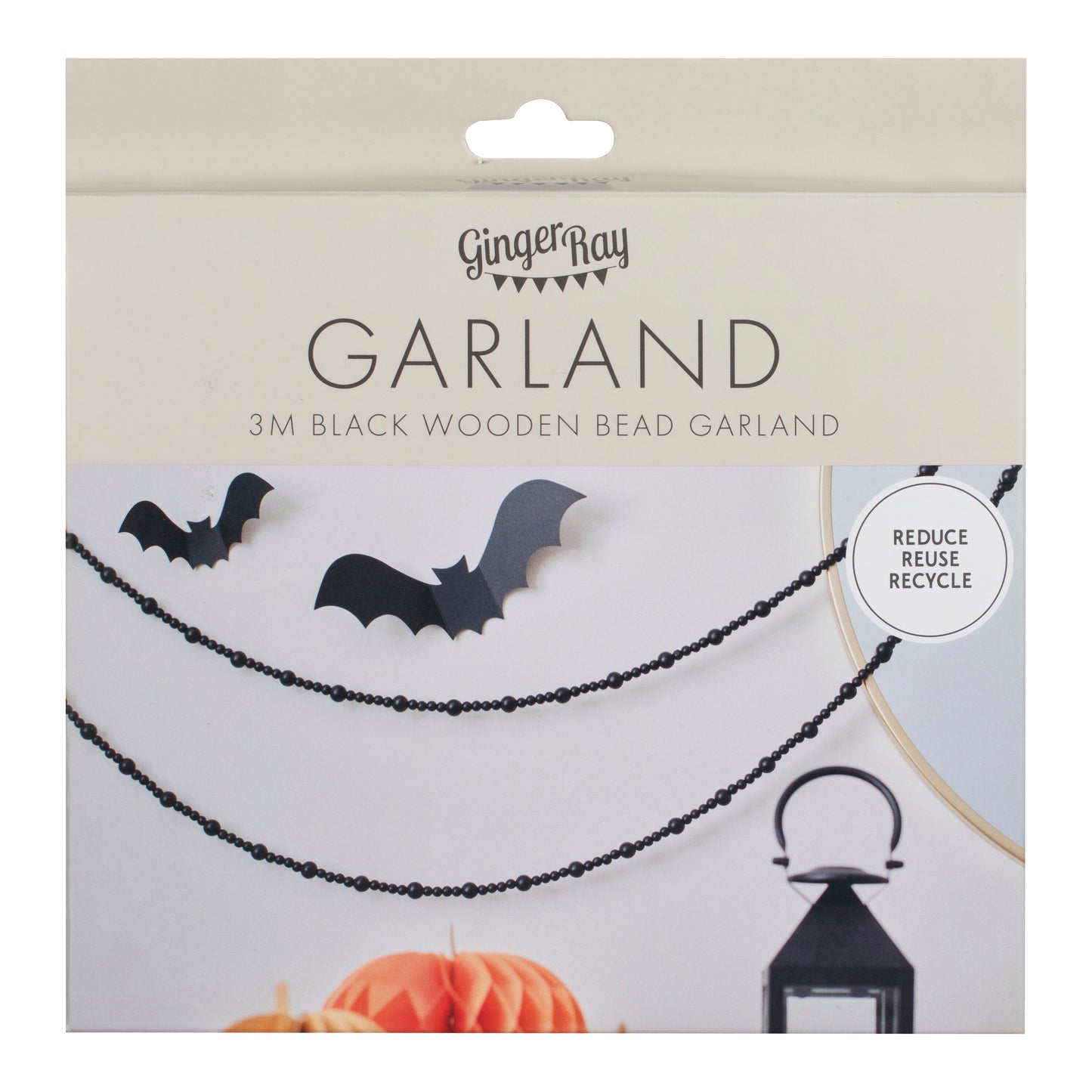 Black Wooden Bead Halloween Garland