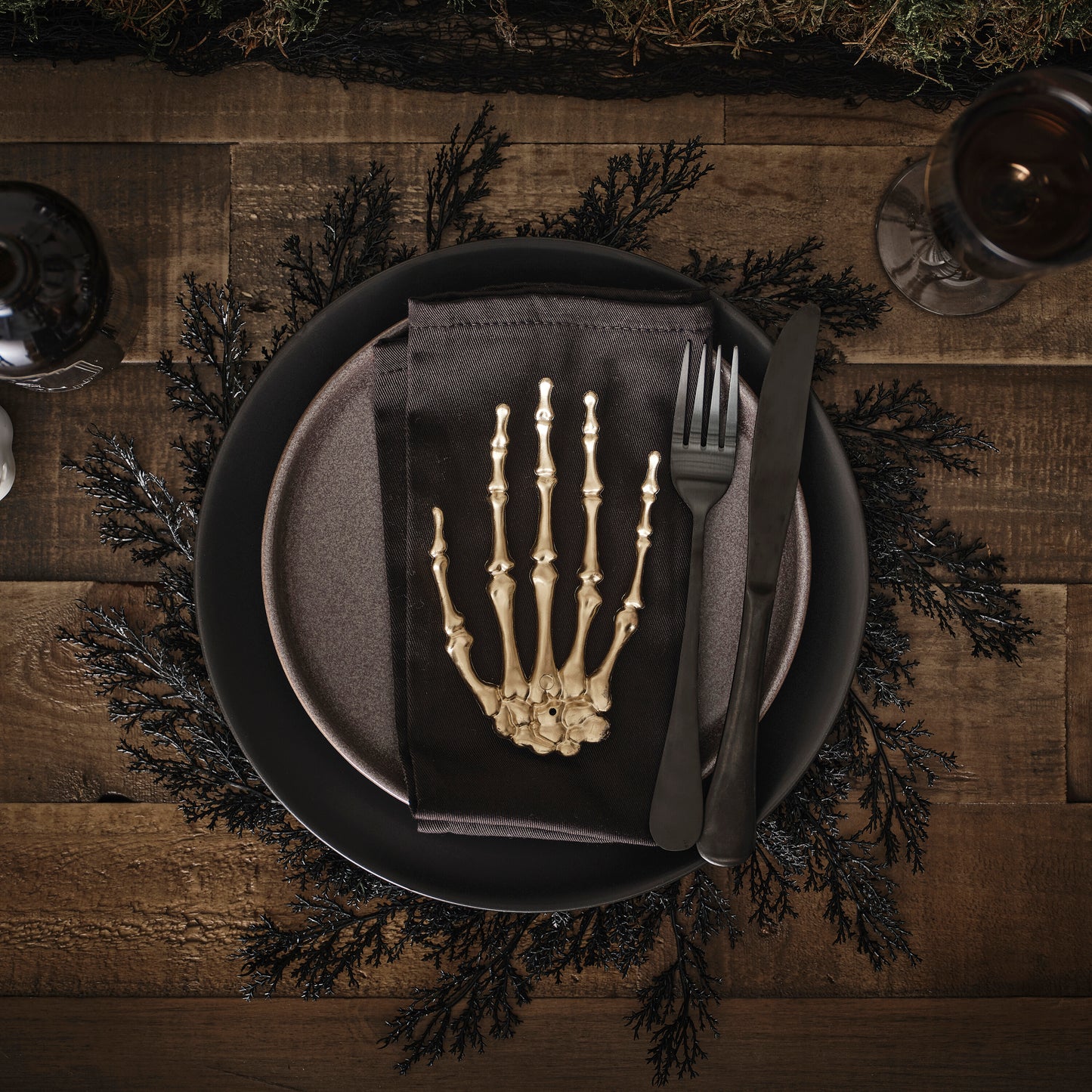 Black Foliage Halloween Table Placemats