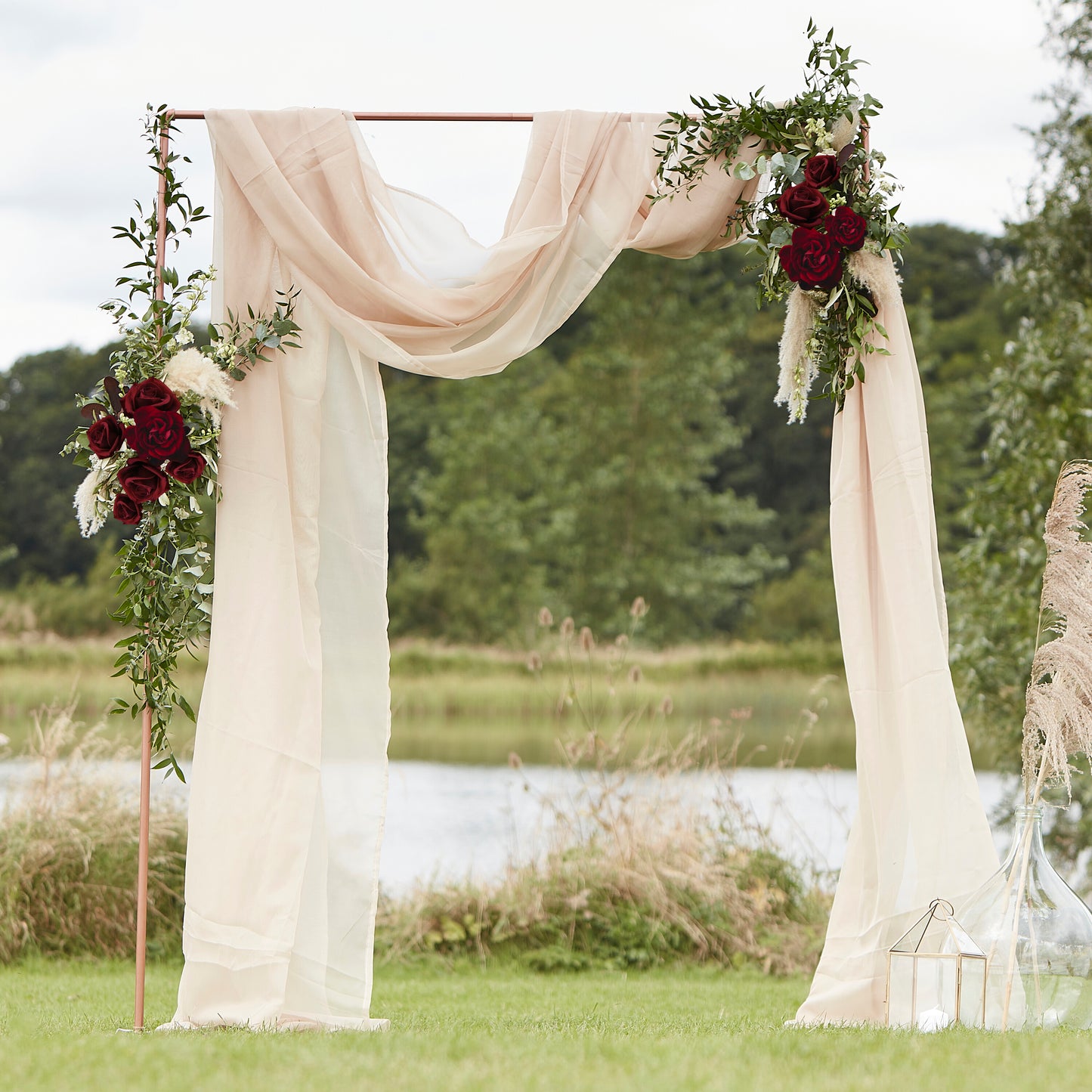Taupe Draping Fabric Autumn Wedding Backdrop