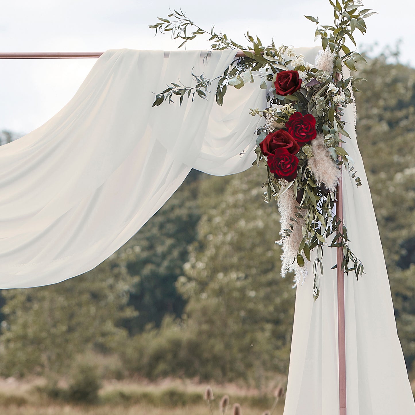 Ivory Draping Fabric Autumn Wedding Backdrop