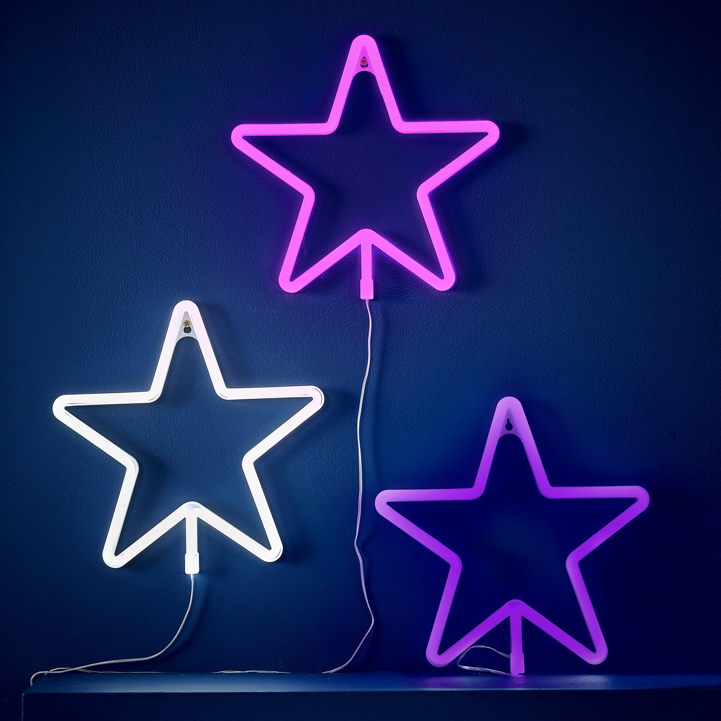 Large White Light Up Star Neon Light