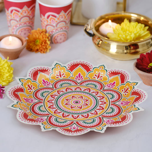 Multicoloured Paper Diwali Plates