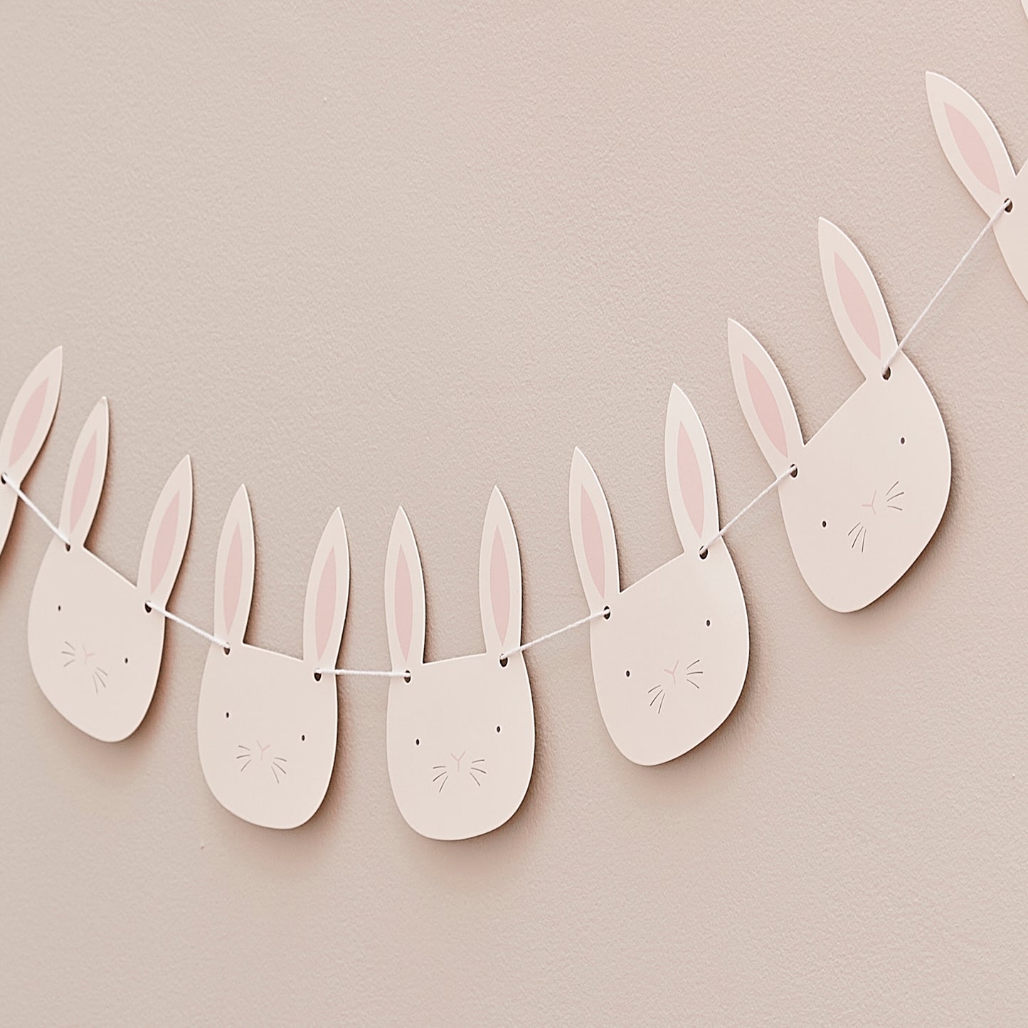 Pink & White Easter Bunny Face Bunting