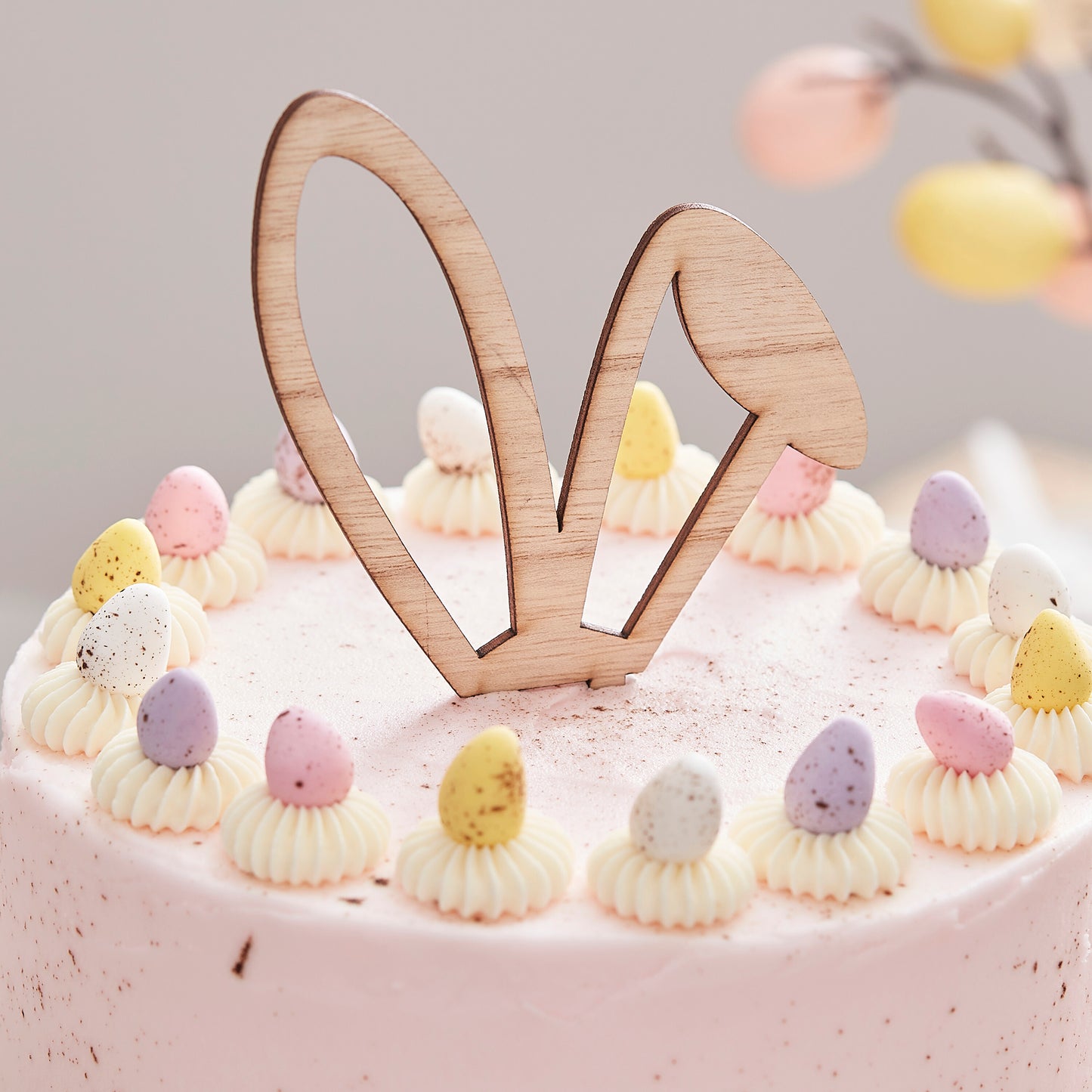 Wooden Bunny Ears Easter Cake Topper