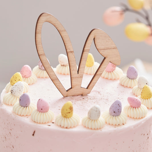 Wooden Bunny Ears Easter Cake Topper