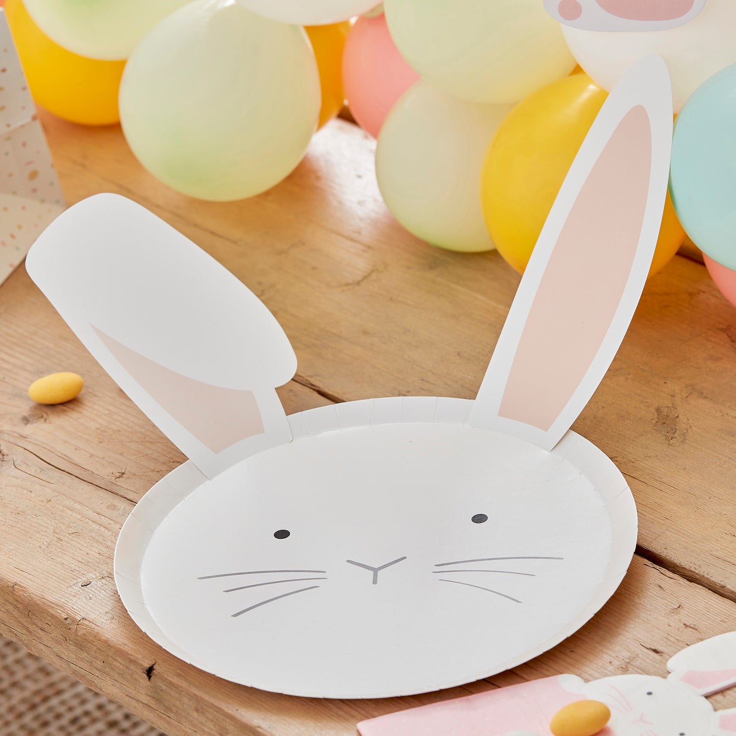 Pastel Easter Bunny Paper Plates With Interchangeable Ears