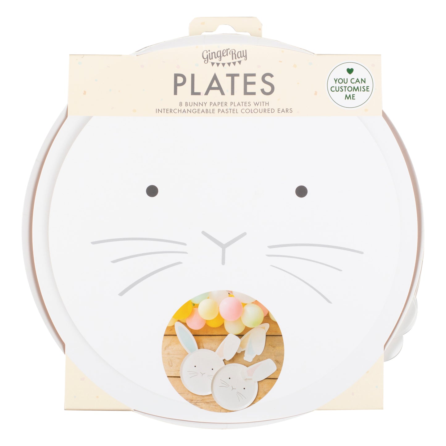 Pastel Easter Bunny Plates With Interchangeable Ears