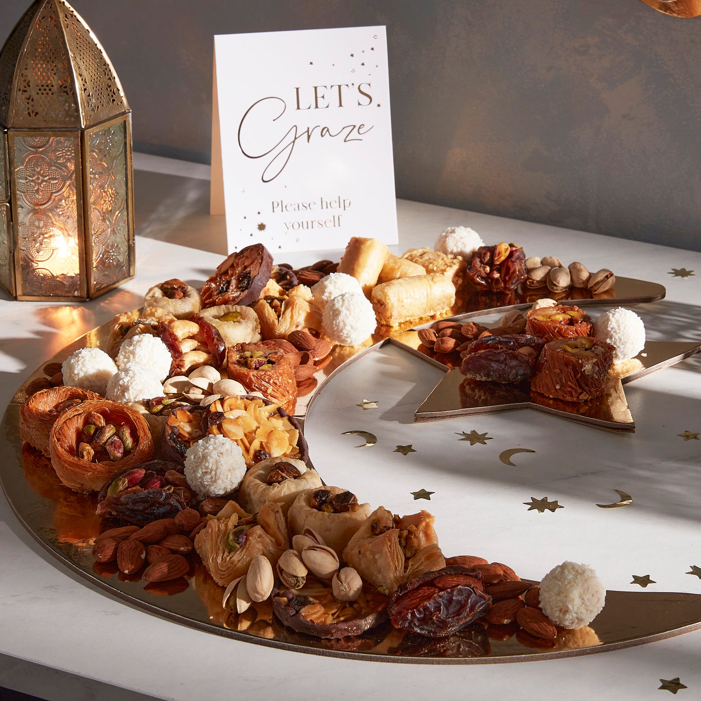 Gold Crescent Moon and Star Grazing Board