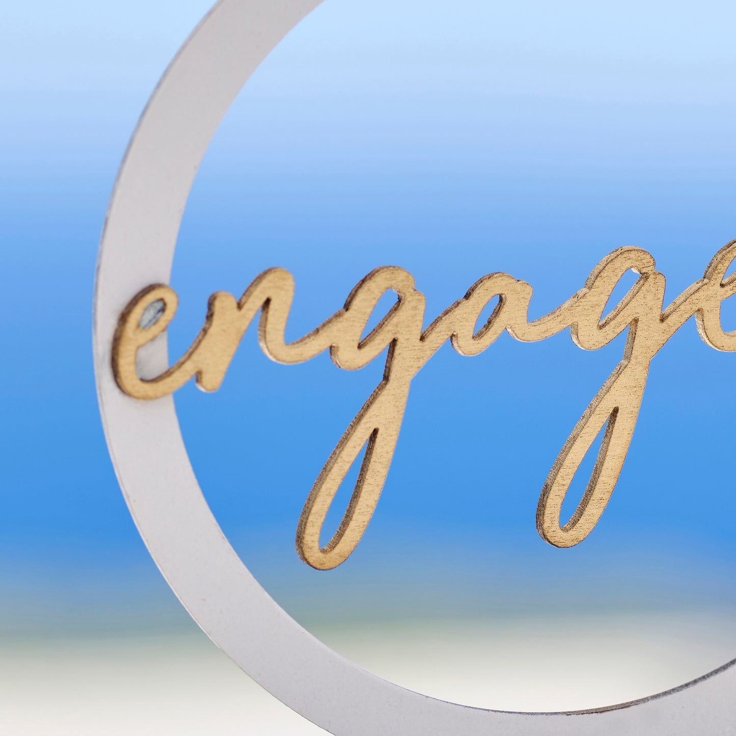 Wooden Engagement Ring Cake Topper