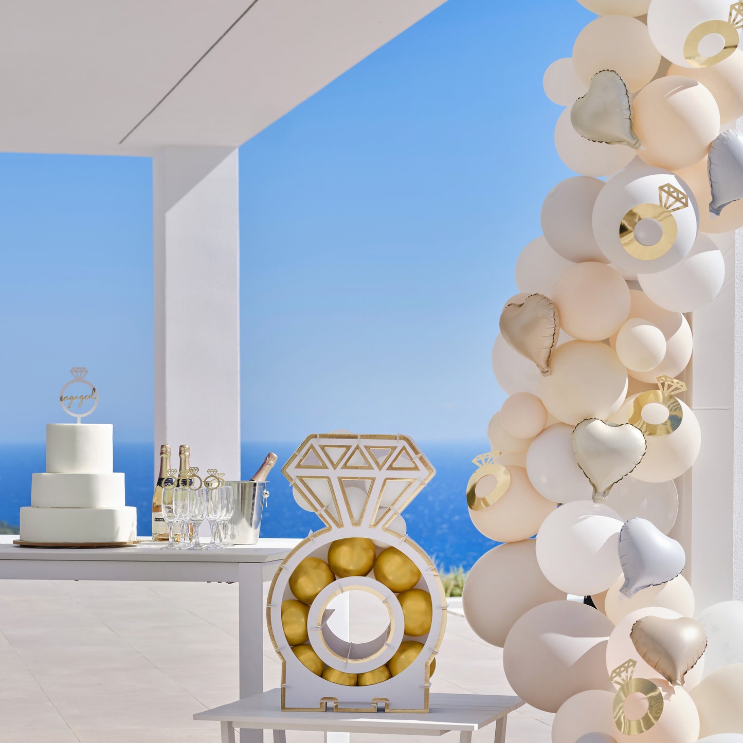 Wooden Engagement Ring Cake Topper