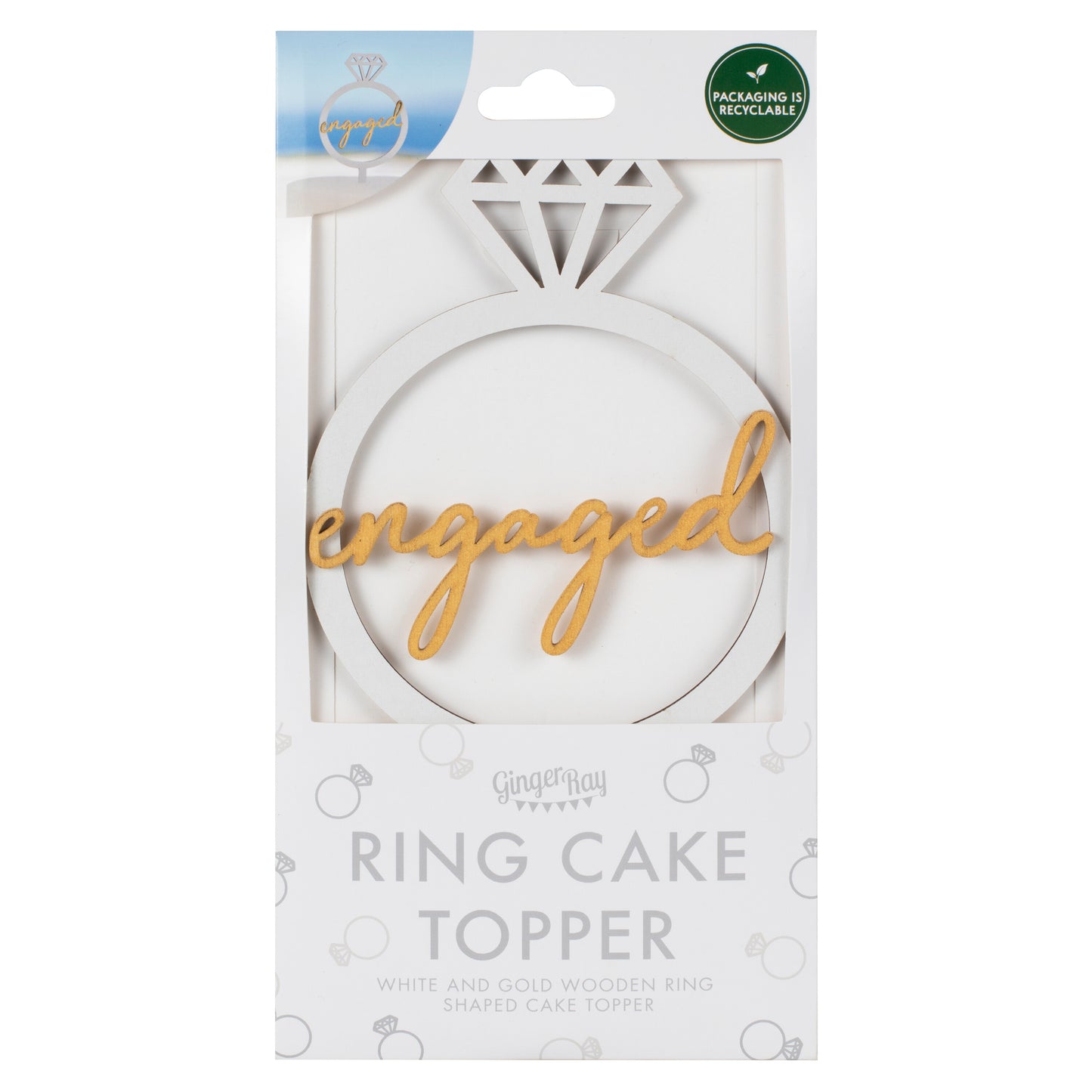 Wooden Engagement Ring Cake Topper