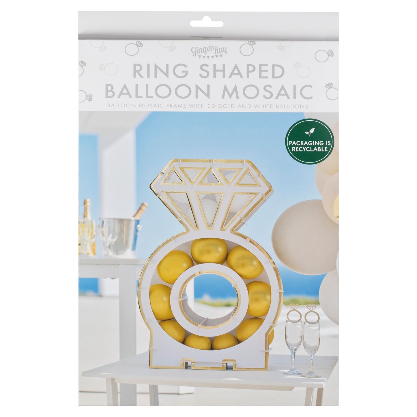 Engagement Ring Balloon Mosaic Stand Decoration