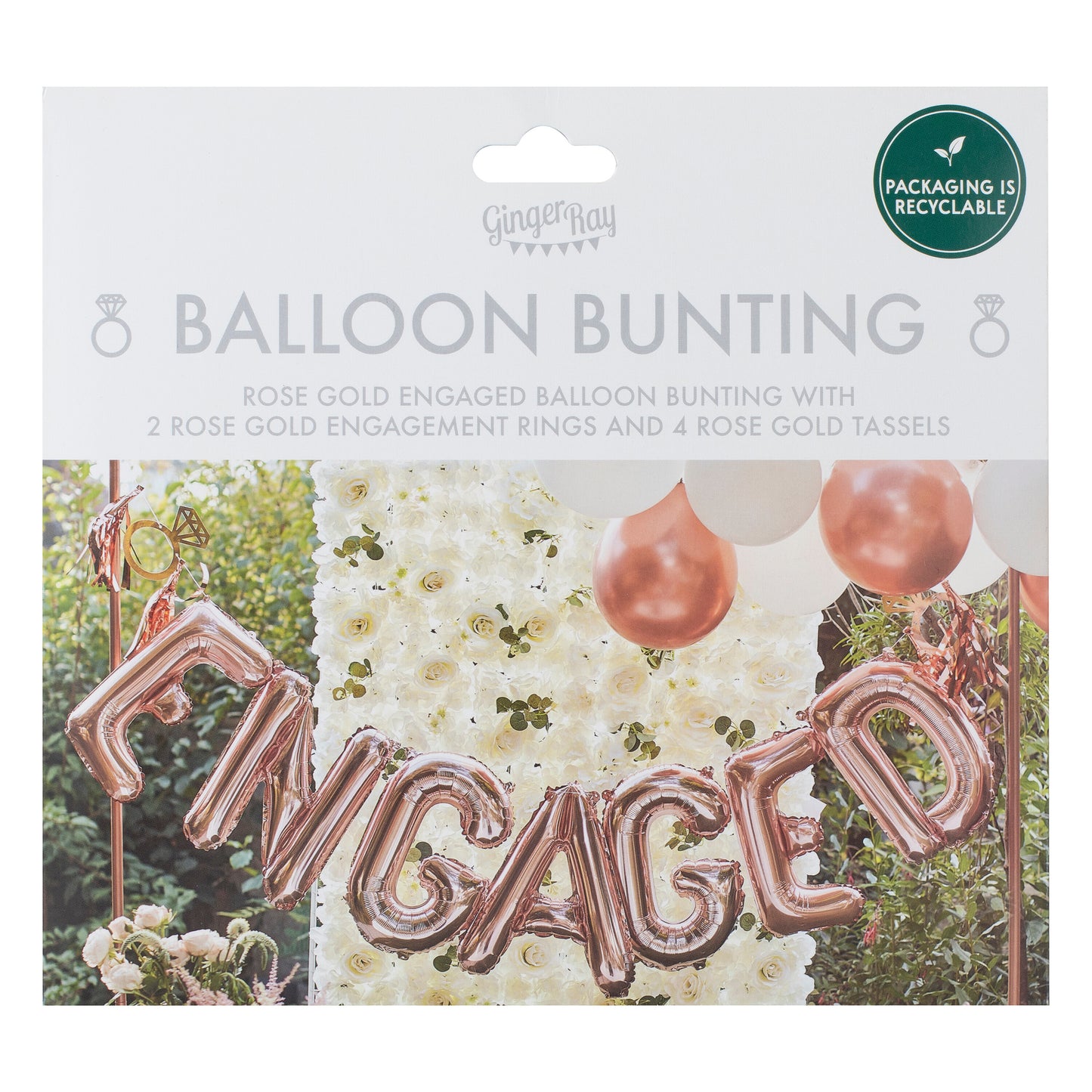 Rose Gold Engaged Balloon Bunting